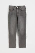 H & M - Straight Regular Ankle Jeans - Gray