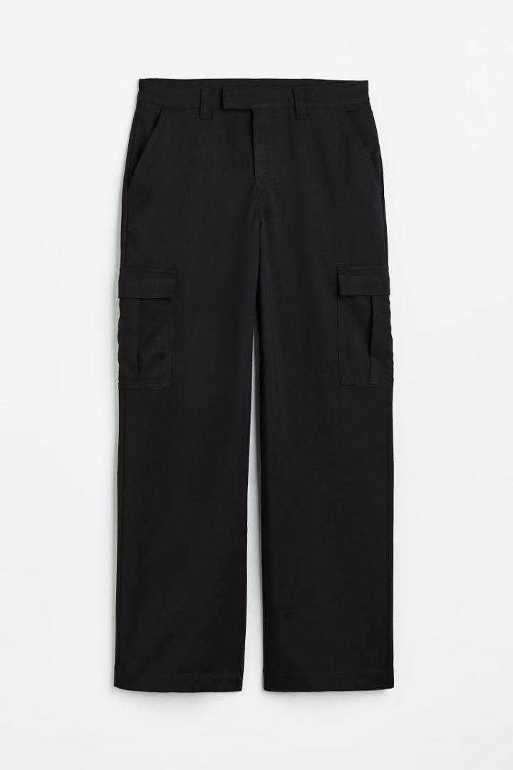 H & M - Straight Cargo Pants - Black