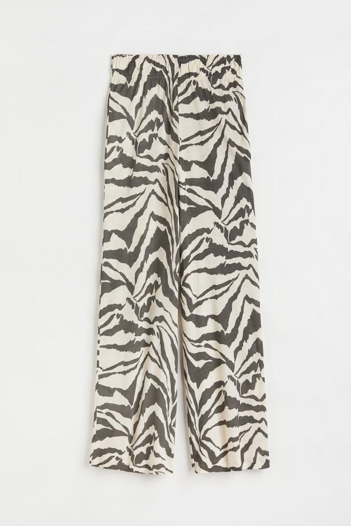 H & M - Wide-cut Jersey Pants - Beige