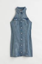 H & M - Sleeveless Denim Shirt Dress - Blue
