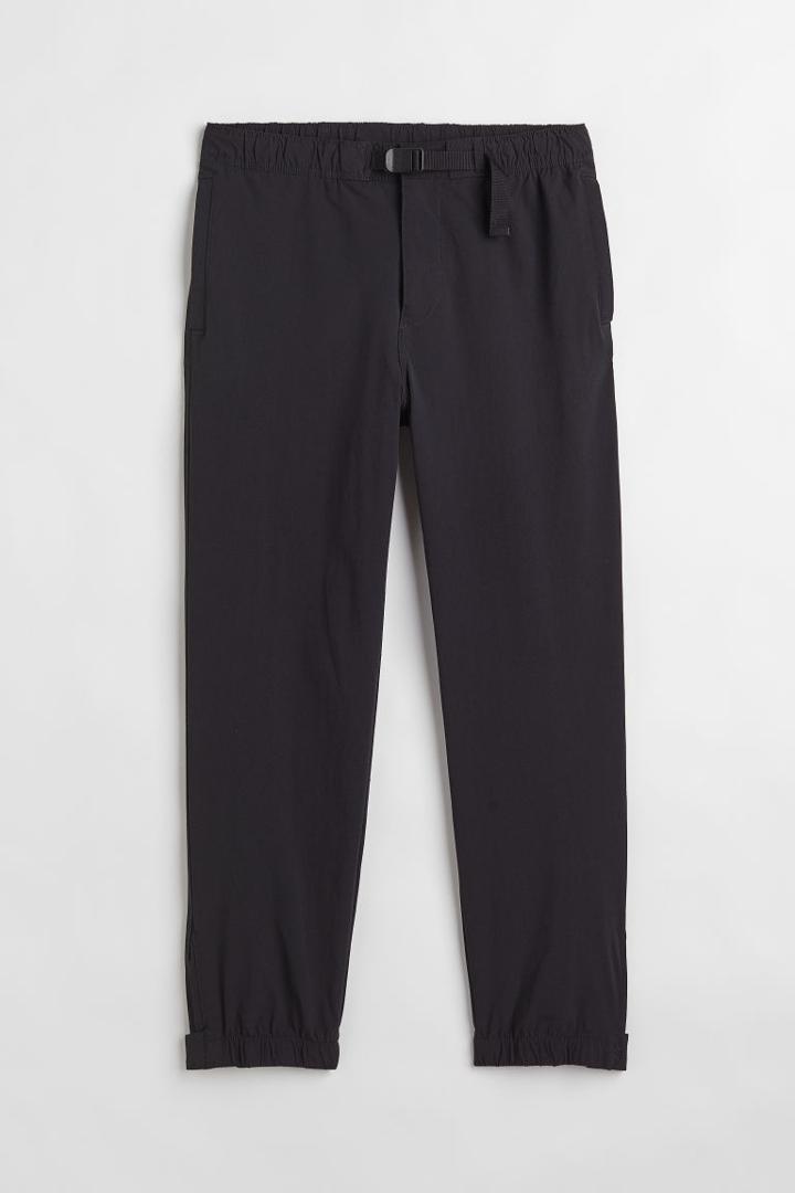 H & M - Regular Fit Belted Pants - Black