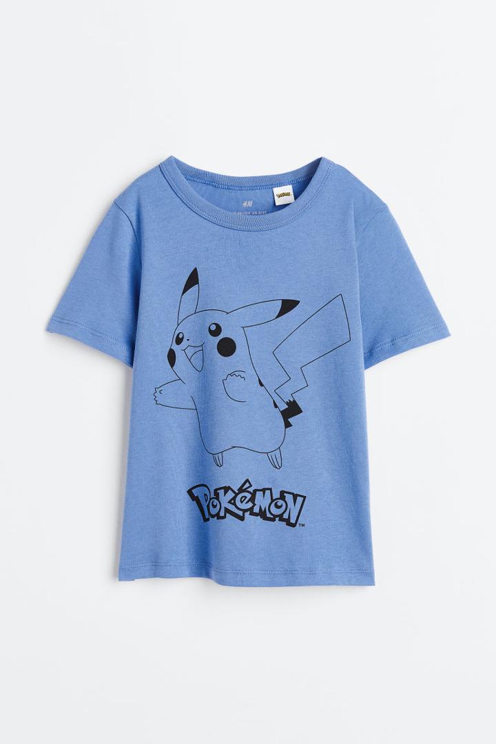 H & M - Printed Cotton T-shirt - Blue