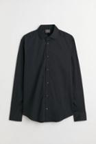 H & M - Slim Fit Stretch Shirt - Black