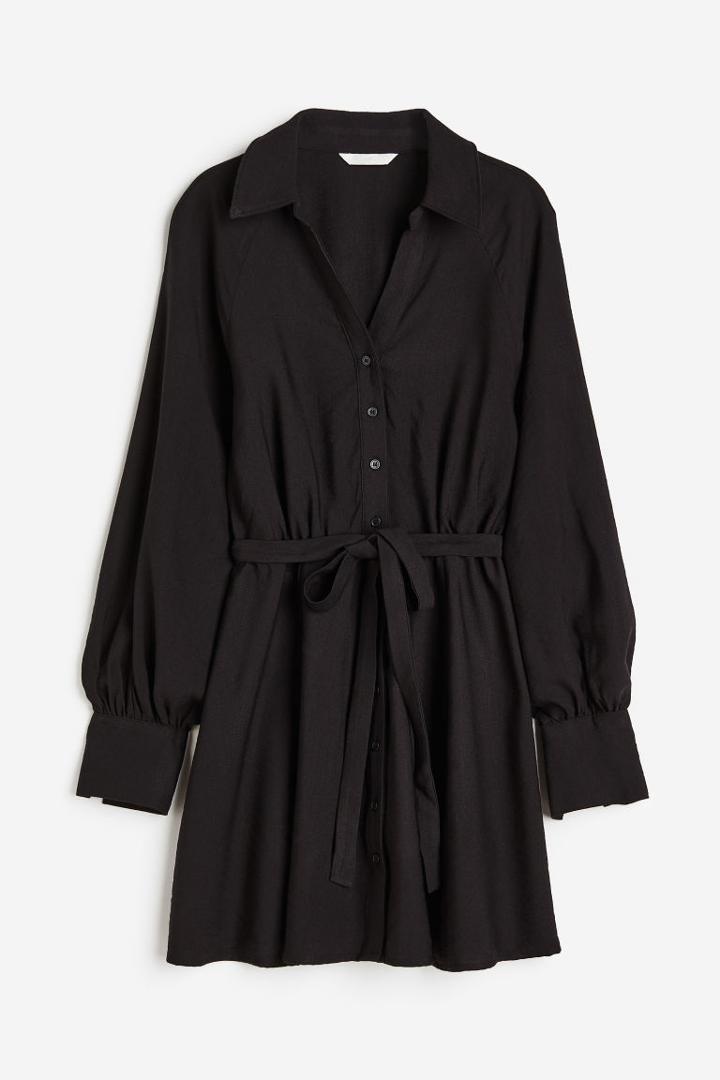 H & M - Tie-belt Dress - Black