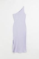 H & M - Ribbed One-shoulder Dress - Purple