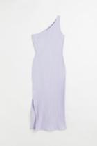 H & M - Ribbed One-shoulder Dress - Purple