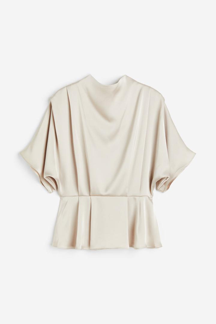 H & M - Peplum Blouse - Beige