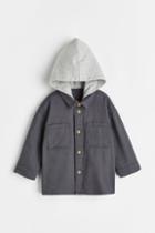 H & M - Hooded Twill Shirt - Gray