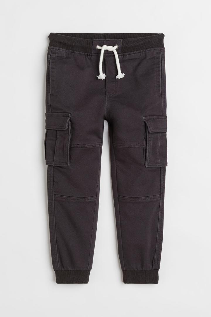 H & M - Slim Fit Cargo Joggers - Black