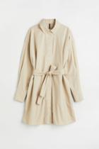 H & M - Tie-belt Shirt Dress - Beige