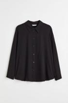 H & M - H & M+ Pointed-collar Shirt - Black