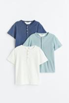 H & M - 3-pack Henley Shirts - Blue