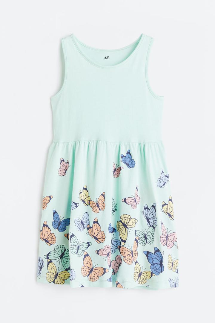 H & M - Patterned Cotton Dress - Green