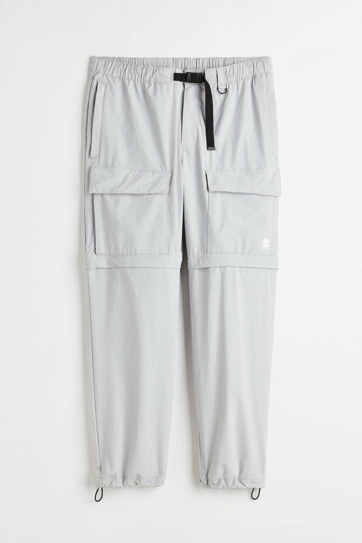 H & M - Relaxed Fit Zip-off Cargo Pants - Gray