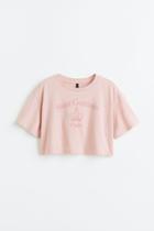 H & M - Printed Crop Top - Pink