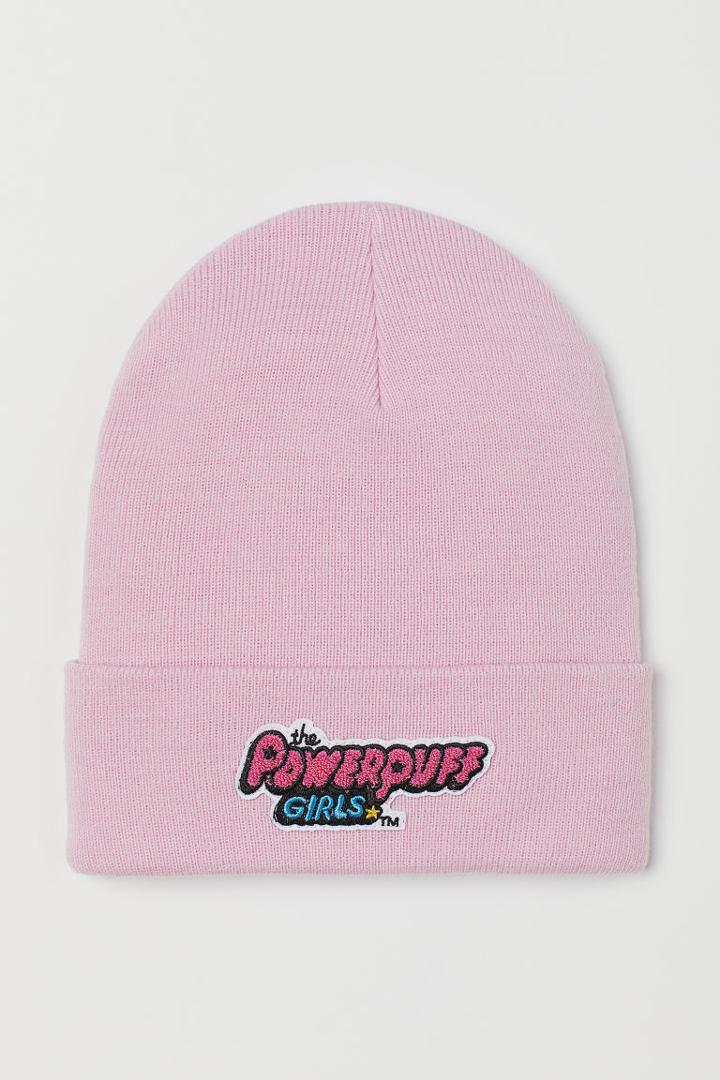 H & M - Fine-knit Appliqud Hat - Pink