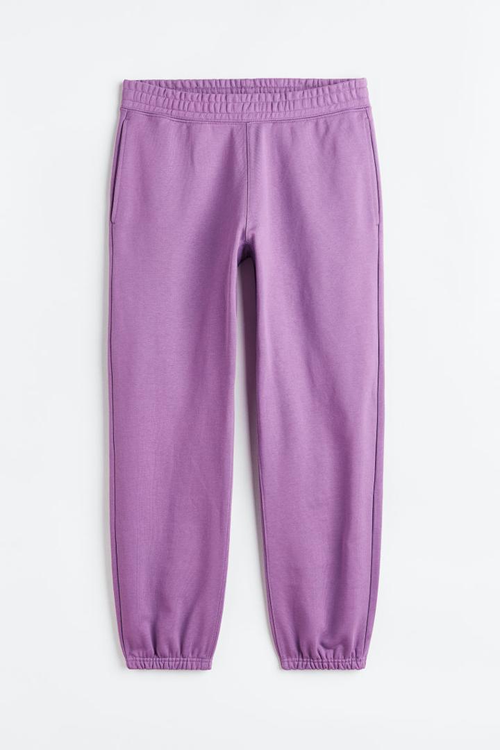 H & M - Relaxed Fit Cotton Joggers - Purple