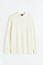 H & M - Slim Fit Fine-knit Mock Turtleneck Sweater - White