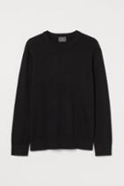 H & M - Slim Fit Fine-knit Cotton Sweater - Black
