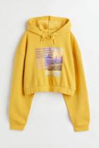 H & M - H & M+ Printed Crop Hoodie - Yellow