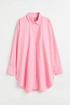 H & M - Long Cotton Shirt - Pink