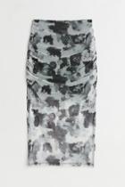 H & M - Patterned Mesh Skirt - Black