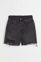 H & M - Mom Comfort Ultra High Denim Shorts - Black