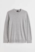 H & M - Slim Fit Fine-knit Cotton Sweater - Gray