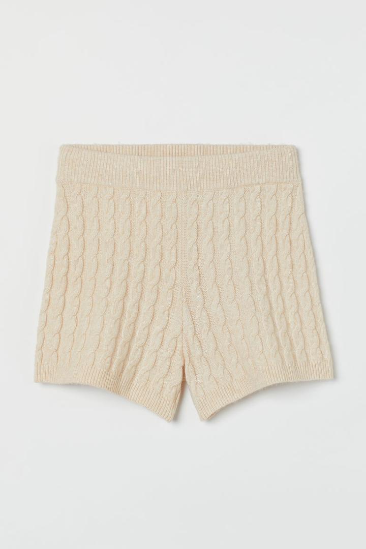 H & M - Cable-knit Shorts - Beige