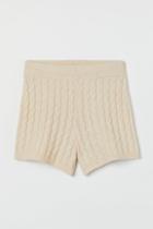 H & M - Cable-knit Shorts - Beige