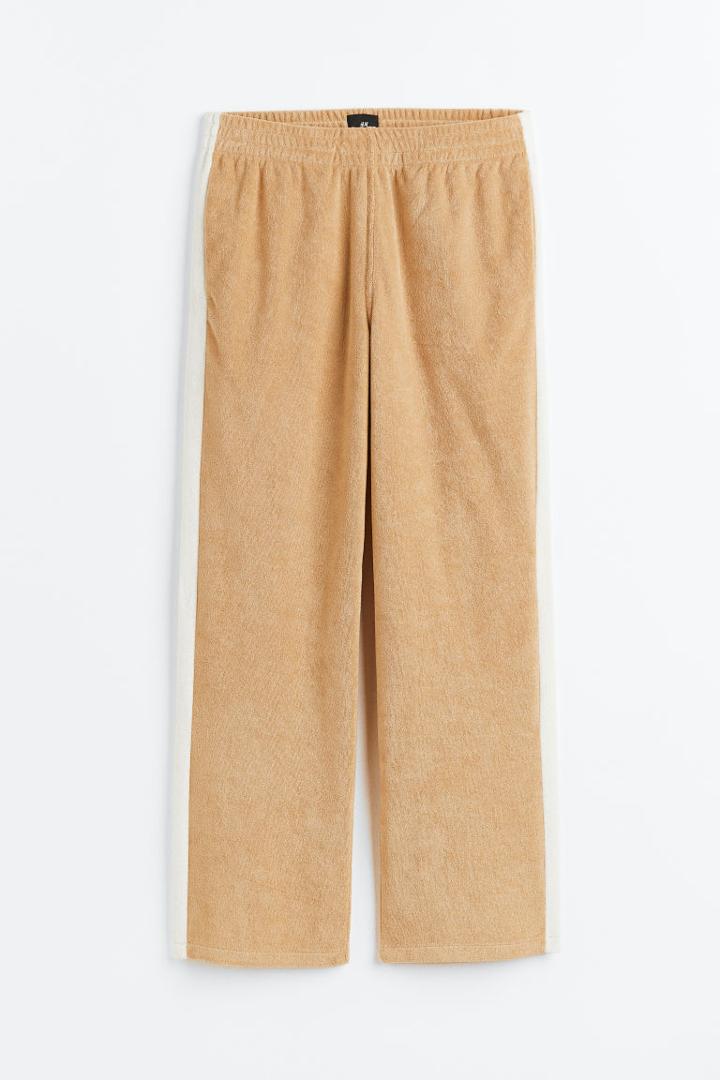 H & M - Relaxed Fit Terry Track Pants - Beige