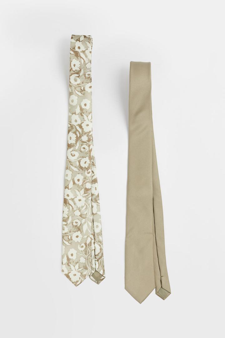 H & M - 2-pack Satin Ties - Green