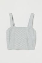 H & M - Cable-knit Crop Top - Blue