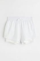 H & M - Drymove&trade; Double-layered Running Shorts - White