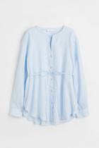 H & M - Mama Linen Blouse With Tie Detail - Blue