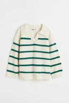 H & M - Fine-knit Collared Sweater - Beige