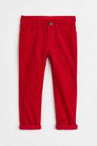 H & M - Slim Fit Corduroy Pants - Red
