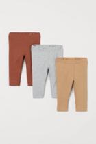 H & M - 3-pack Cotton Leggings - Beige