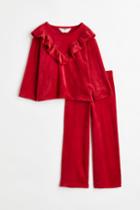 H & M - 2-piece Velour Set - Red