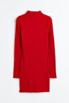 H & M - Ribbed Mock Turtleneck Dress - Red