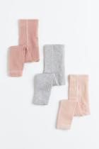H & M - 3-pack Ribbed Leggings - Orange