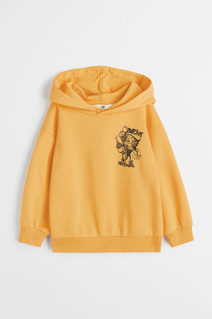 H & M - Printed Hoodie - Yellow