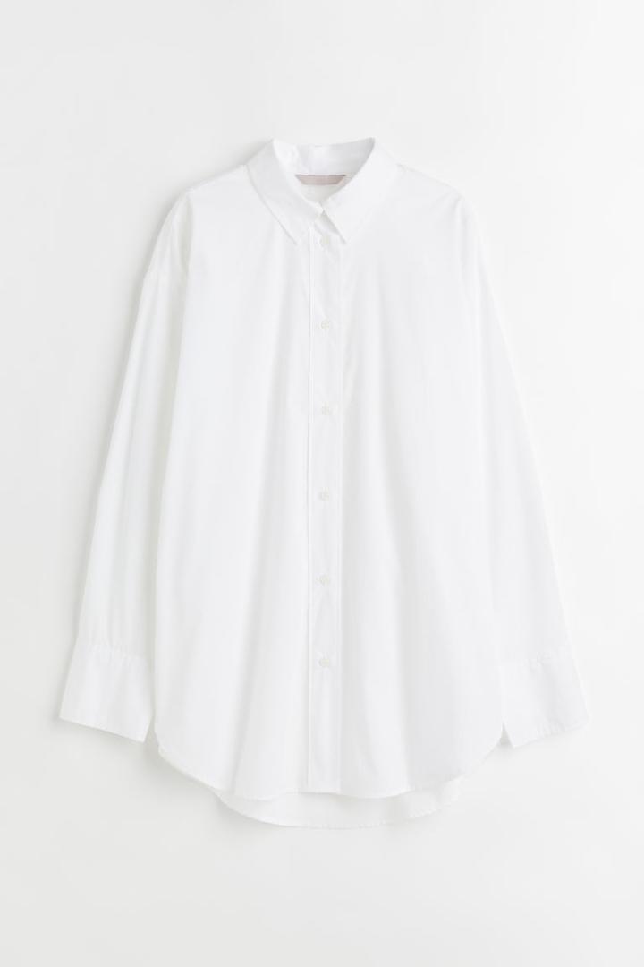 H & M - Oversized Cotton Shirt - White