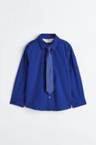 H & M - Shirt And Tie/bow Tie - Blue