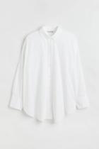 H & M - H & M+ Oversized Cotton Shirt - White