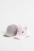 H & M - 2-pack Cotton Twill Caps - Pink