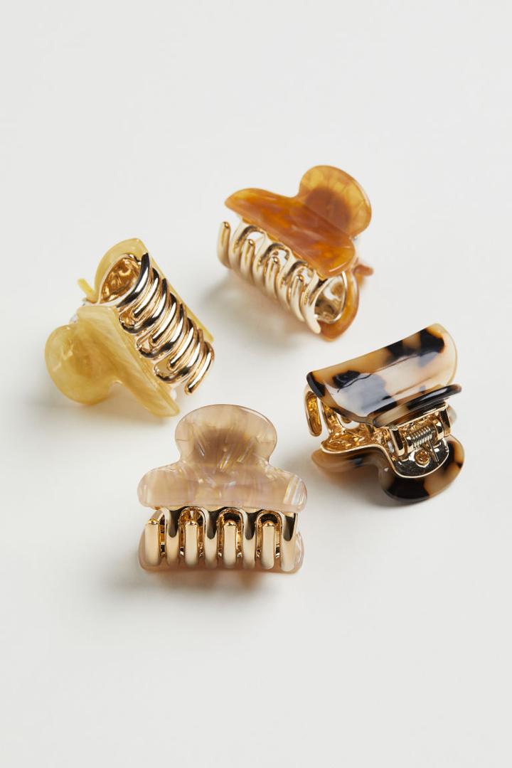 H & M - 4-pack Hair Claws - Yellow