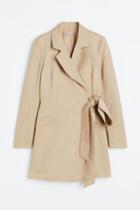 H & M - Linen-blend Wrap Jacket Dress - Beige