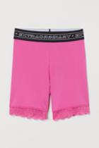 H & M - Lace-trimmed Bike Shorts - Pink