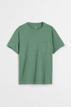 H & M - Regular Fit T-shirt With Chest Pocket - Green